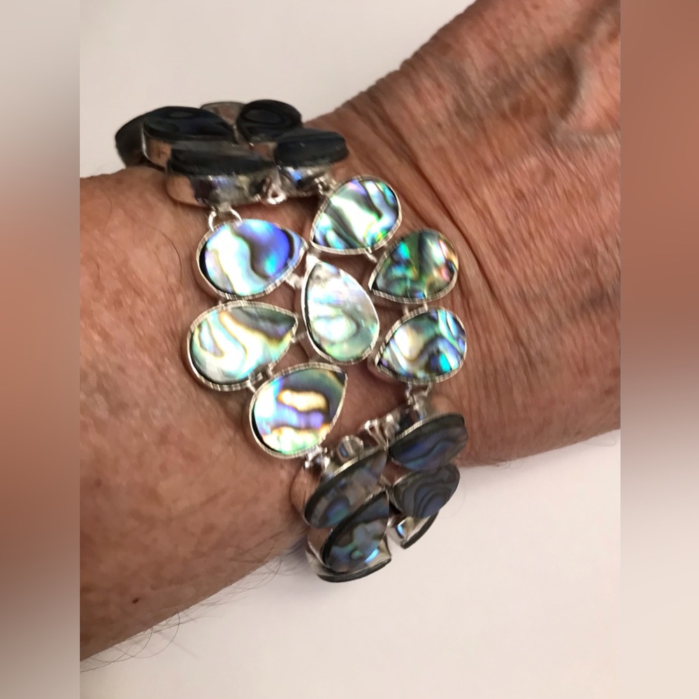 Abalone Stamped 925 Sterling Silver Bracelet